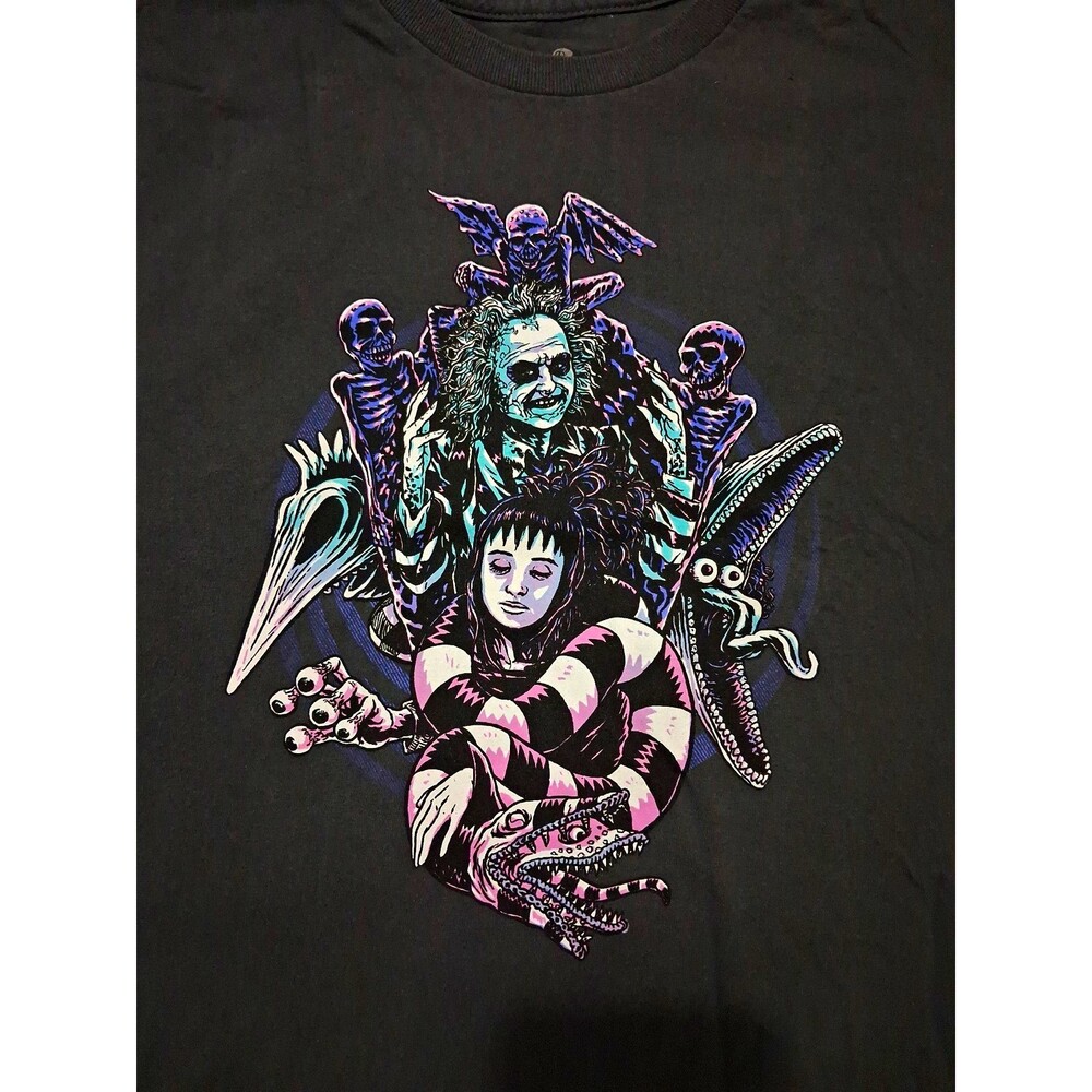 Beetlejuice TeeFury Graphic T-Shirt XXL Gray Halloween Horror Movie Characters